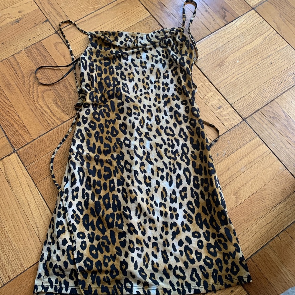 FOREVER 21 ANIMAL PRINT COWL NECK DRESS